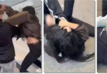 Video devenit viral în România. Amantă batută de soție pe treptele unui hotel din Timișoara. Vezi video